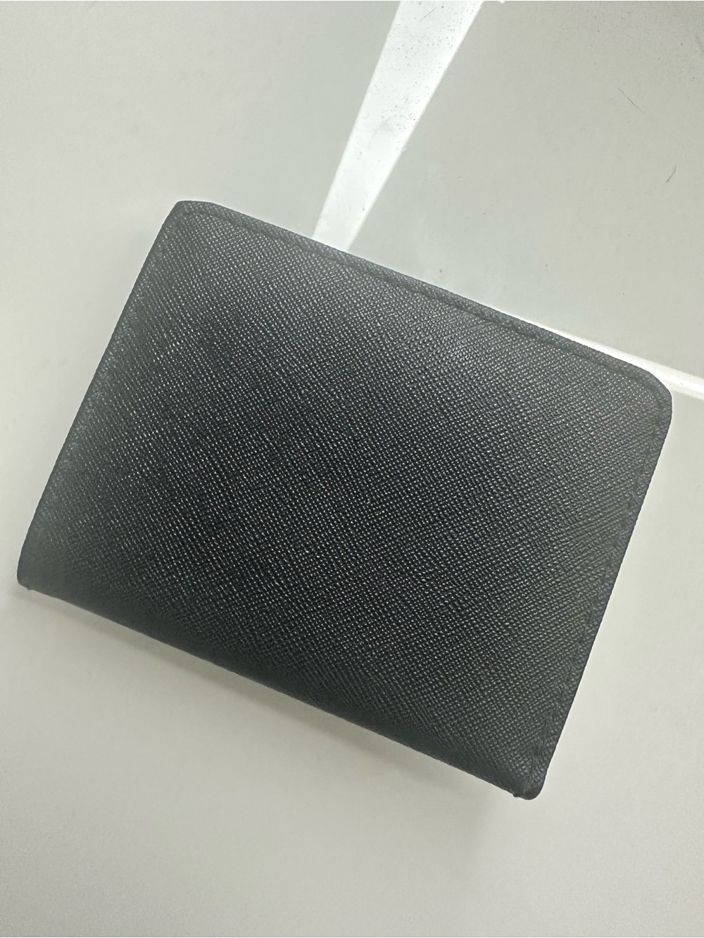 Minimal Black Saffiano Leather Bifold Wallet